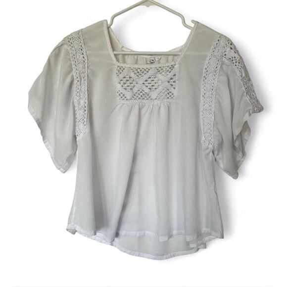 Women’s White Rip Curl Blouse With Crochet Detail Flowy Sleeves Beach Size S - Picture 2 of 4